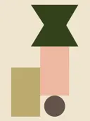 Abstracte illustratie met geometrische vormen in aardetinten.