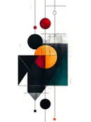 Abstract schilderij met geometrische cirkels en lijnen