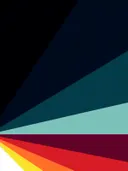 Abstracte compositie met geometrische kleurstralen