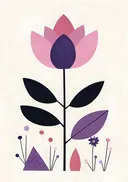 Geometrisch schilderij van een lotusbloem