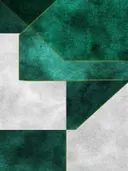 Geometrisch art deco schilderij met marmer in groen en goud