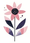Geometrisch schilderij van een roze bloem