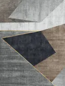 Abstract art deco schilderij met geometrische vlakken en tribal patroon