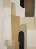 Art deco schilderij met geometrische vlakken in zand en zwart