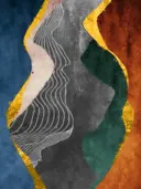 Abstract art deco schilderij met geometrische vlamvormen