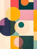 Abstract geometrisch schilderij met kleurrijke vormen