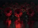 Gerbera aan de oever in bordeaux, schilderij van gerbera aan de oever