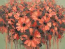 Gerbera in antracietkoraal, schilderij van gerbera van dichtbij