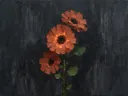 Gerbera in terracotta, schilderij van gerbera van dichtbij
