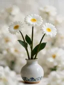 Fotografie van gerbera in volle zon, wit