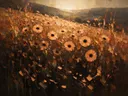 Gerbera op de helling in perzik, schilderij van gerbera