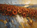 Gerbera op de helling in roest, schilderij van gerbera op de helling