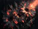 Gerbera van dichtbij in antracietkoraal, schilderij van gerbera van dichtbij