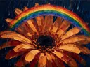 Gerbera van dichtbij in terracotta, schilderij van gerbera van dichtbij