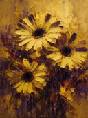 Gerbera van dichtbij in zwavelviolet, schilderij van gerbera van dichtbij