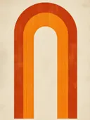 Abstract schilderij met geneste bogen in oranje en terracotta
