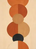 Gestapelde cirkels in de stijl Geometric Earth, in terracotta, roestoranje en romige crème, met een diepzwart accent