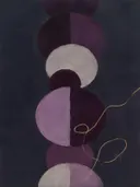 Gestapelde cirkels in de stijl Geometric Earth, in diep aubergine, pruim en verstoft lila, met bleek oestergrijs