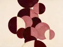Gestapelde cirkels in de stijl Geometric Earth, in diep bordeaux, ossenbloed en verstoft roze, met warm beenderwit