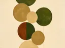 Gestapelde cirkels in de stijl Geometric Earth, in olijfgroen, kaki en bleek zand, met een gebrande sienna als accent