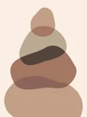 Abstracte illustratie van gestapelde ronde vormen in bruintinten.
