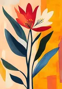 Gestileerd schilderij van een rood-witte bloem