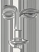 Op-art schilderij met gestreept gezicht