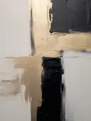 Abstract expressionistisch schilderij met getextureerde zwarte en taupe vlakken