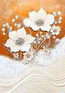 Schilderij van getextureerde witte bloemen
