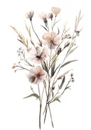 Aquarel van getinte wildbloemen boeket