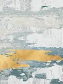 Abstract schilderij met geweven textuur, koraal en goud