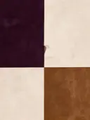 Gezicht in twee helften in aubergine, mid-century modern schilderij