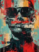 Abstract portret van gezicht met zonnebril