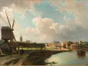 Landschapsschilderij 'Gezicht op Den Haag Vanaf de Delftse Vaart in de Zeventiende Eeuw' naar Cornelis Springer