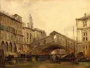 Gezicht op het Canal Grande en de Rialto-brug te Venetië van Richard Parkes Bonington: landschap