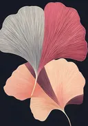 Abstract schilderij van gingko bladvormen