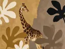Schilderij van giraffe in camel en ivoor, in vlakke kleurvlakken