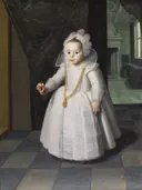 Girl - 1623 van Paulus Moreelse: portret met kinderen, meisje en halsketting