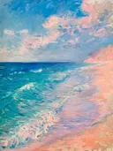 Impressionistisch schilderij van golven op het strand