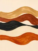 Golvende banen in de stijl Textured Minimalism, in terracotta, roestoranje en romige crème, met een diepzwart accent