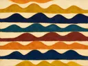 Golvende banen in de stijl Textured Minimalism, in gedurfd marineblauw, mosterdgeel, warm oranje, baksteenrood en petrolblauw