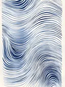 Abstract golvend lijnenpatroon schilderij in marineblauw