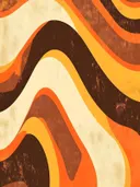 Golvende strepen in oranje en bruin, abstract schilderij met golvende strepen in oranje en bruin