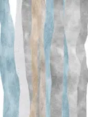 Minimalistisch schilderij met golvende strepen in blauw en beige