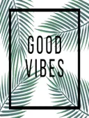 Typografie schilderij Good Vibes met palmbladeren wit