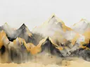 Gouden berglandschap schilderij met dikke verftexturen