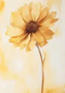 Gouden bloem in aquarel, botanisch schilderij
