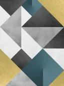 Geometrisch schilderij met gouden diamantvormen