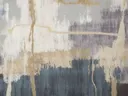 Art deco schilderij met gouden druiplijnen op marineblauw