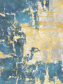 Abstract schilderij met verweerde textuur in goud en blauw